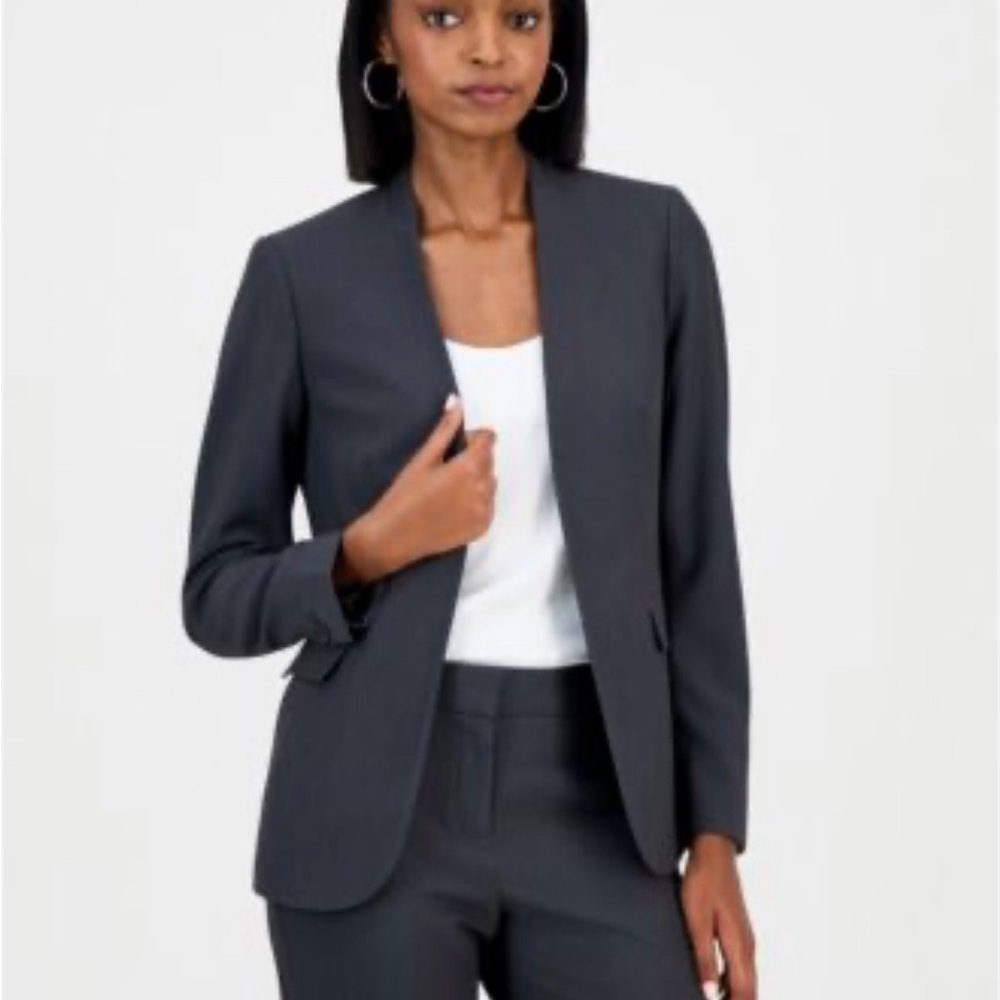 Bar III Women's Charcoal Gray Open-Front Blazer